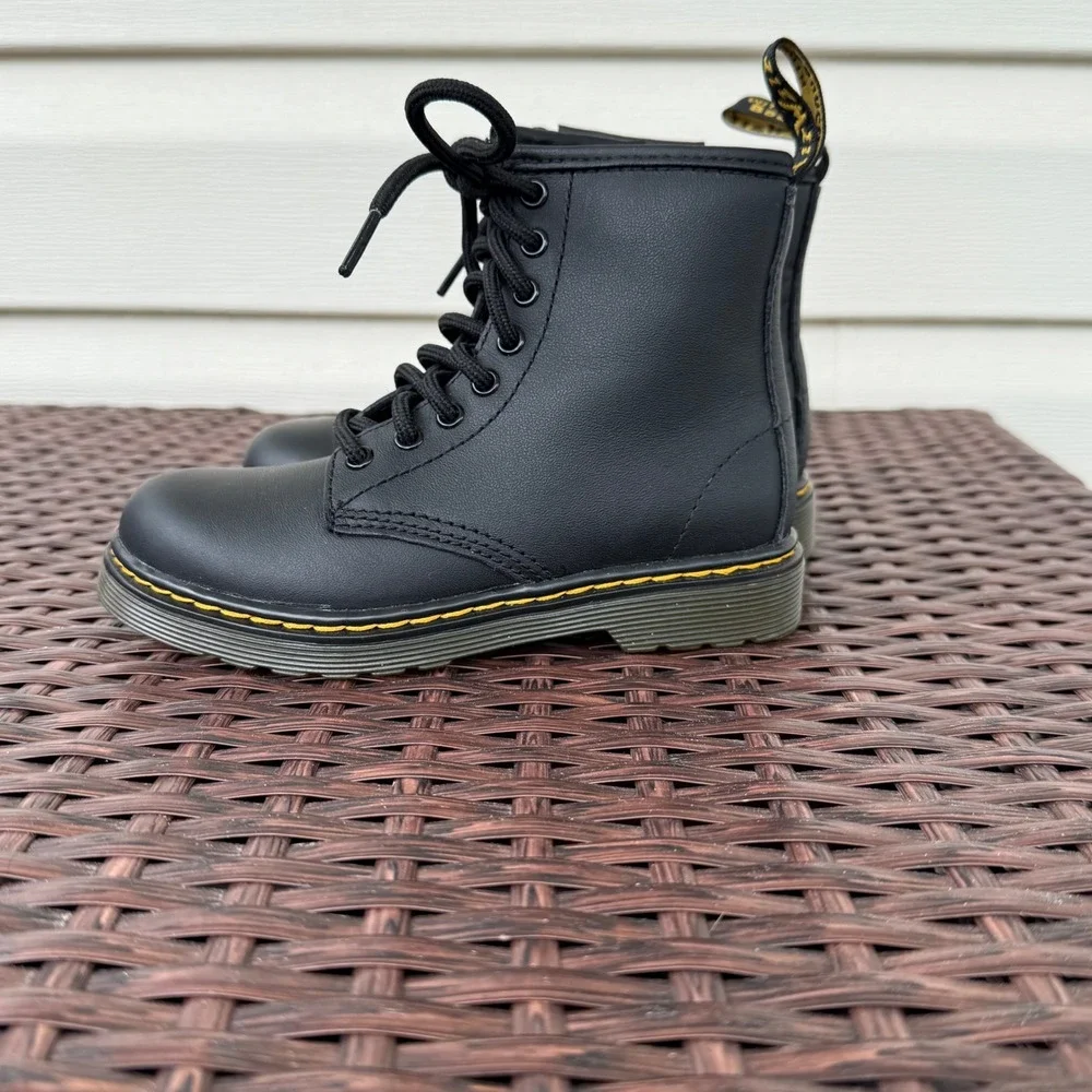 Dr. Martens 1460 J Junior Black Lace Up Side Zip Combat Boots Size 11 US Kids